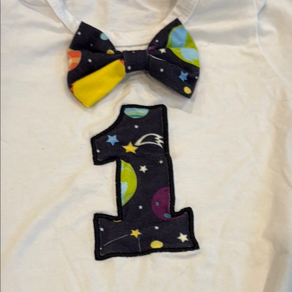 Space-Themed Baby Outfit with Bow Tie - Picture 2 of 4